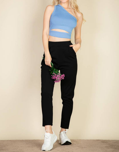 Ribbed One Shoulder Crop Top