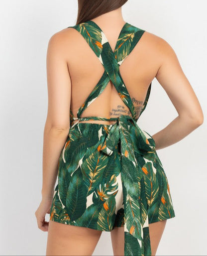 Tropical Crisscross Back Romper