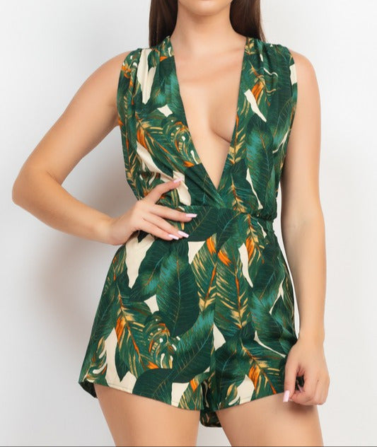 Tropical Crisscross Back Romper