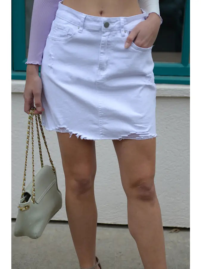 White Denim Skirt