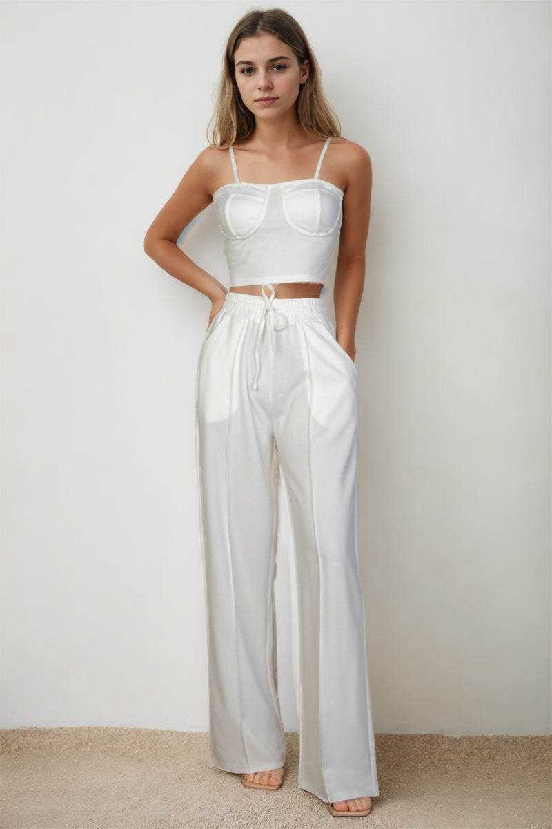 Bustier Crop Cami Top & Slant Pocket Straight Pants (CAPELLA)