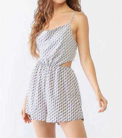 Geo Print Criss-Cross Back Romper