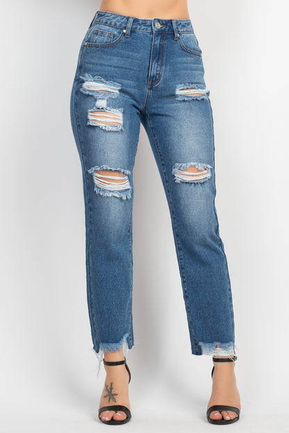 Destroyed Mom Denim Jeans