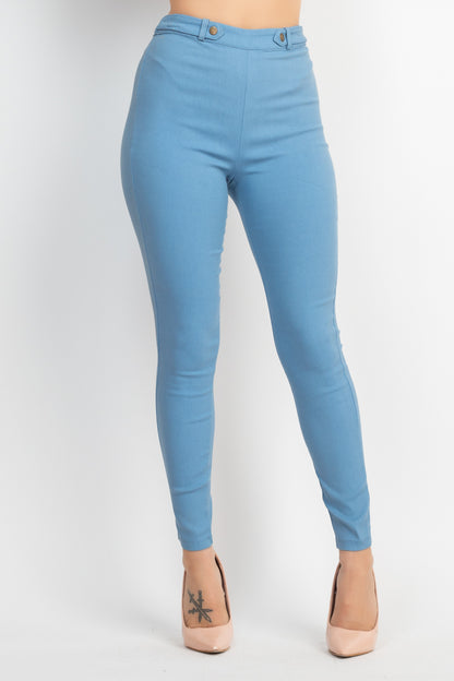 Button Tab High Waist Pants
