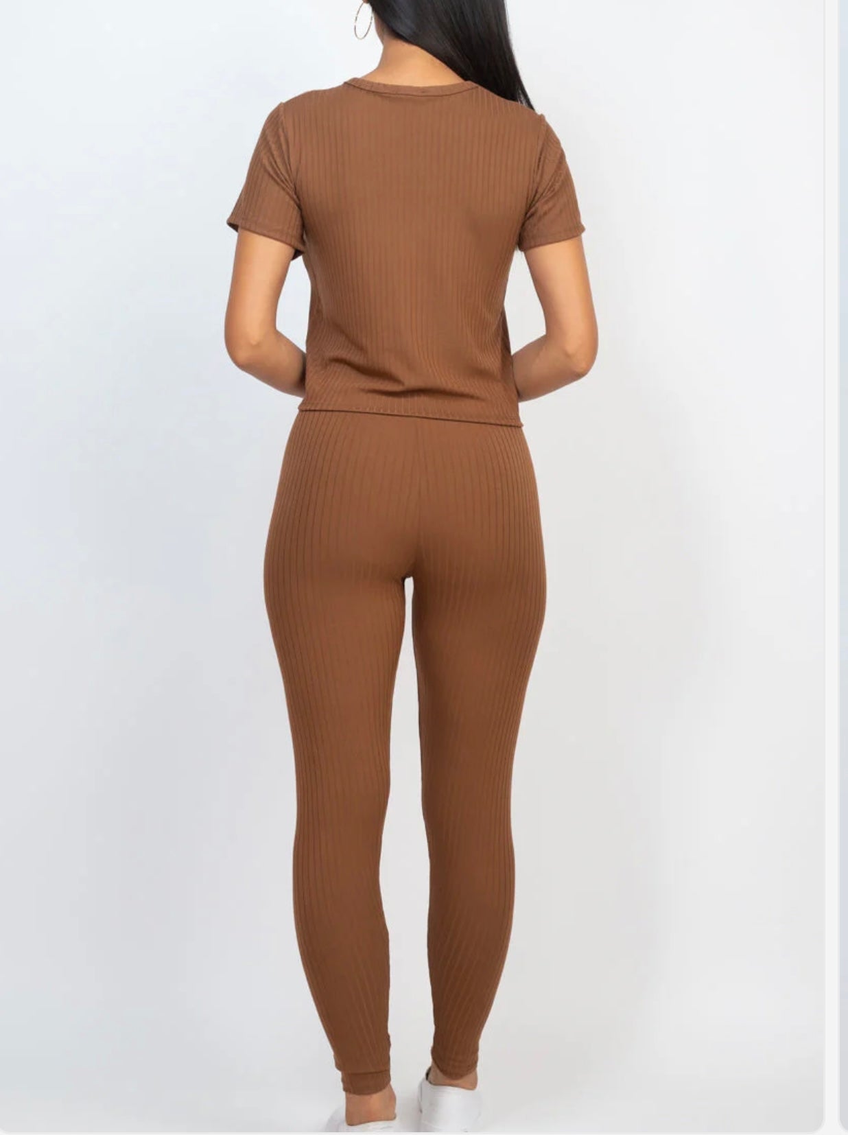 Ribbed Short Sleeve Top & Leggings Set