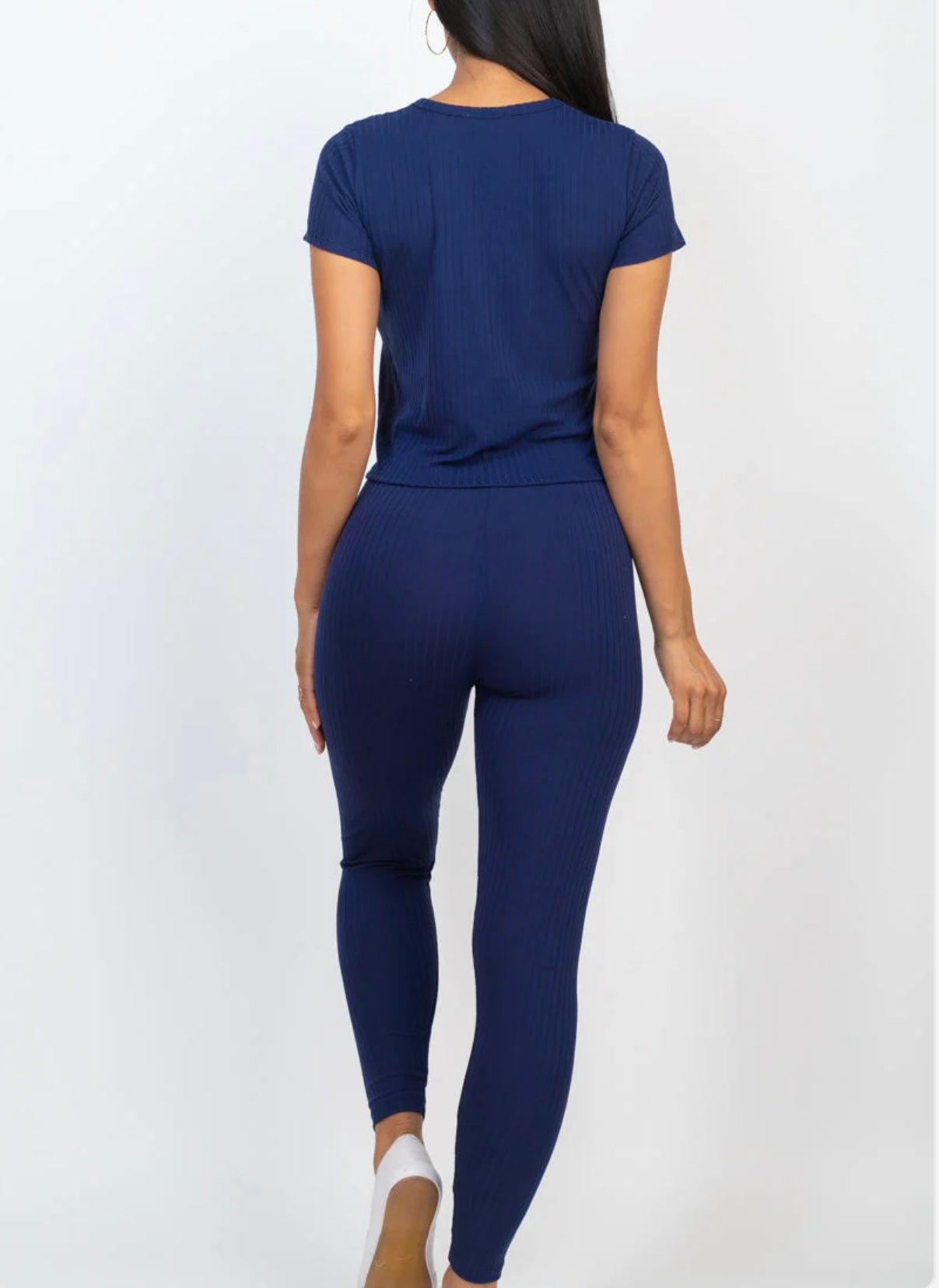 Ribbed Short Sleeve Top & Leggings Set