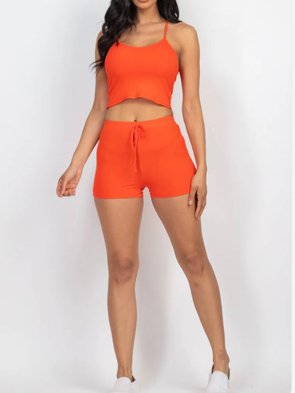 Ribbed Crop Cami Top & Shorts Set