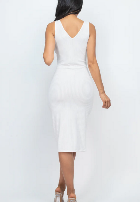 RIBBED SLEEVELESS BODYCON DRESS