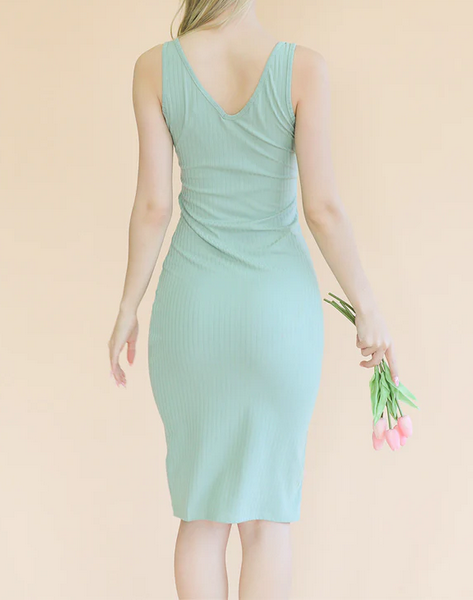 RIBBED SLEEVELESS BODYCON DRESS