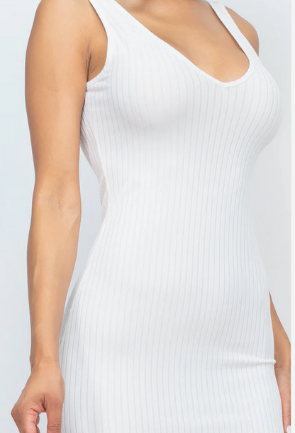 Ribbed Sleeveless Bodycon Dress