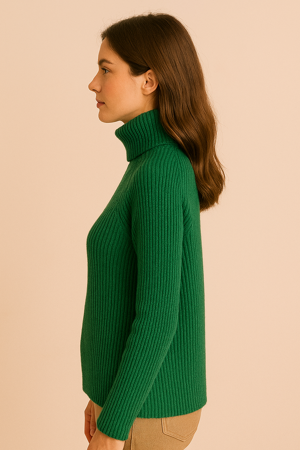 Emerald Green Ribbed Turtleneck Sweater