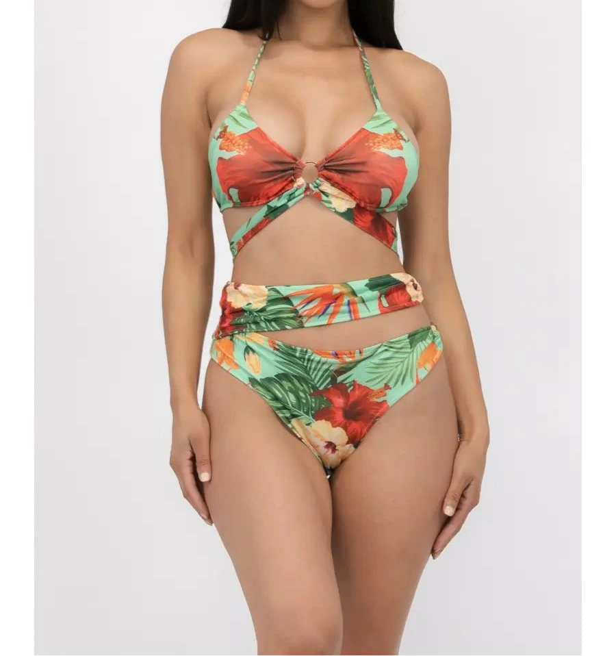 Tropical Floral Print Bikini Set