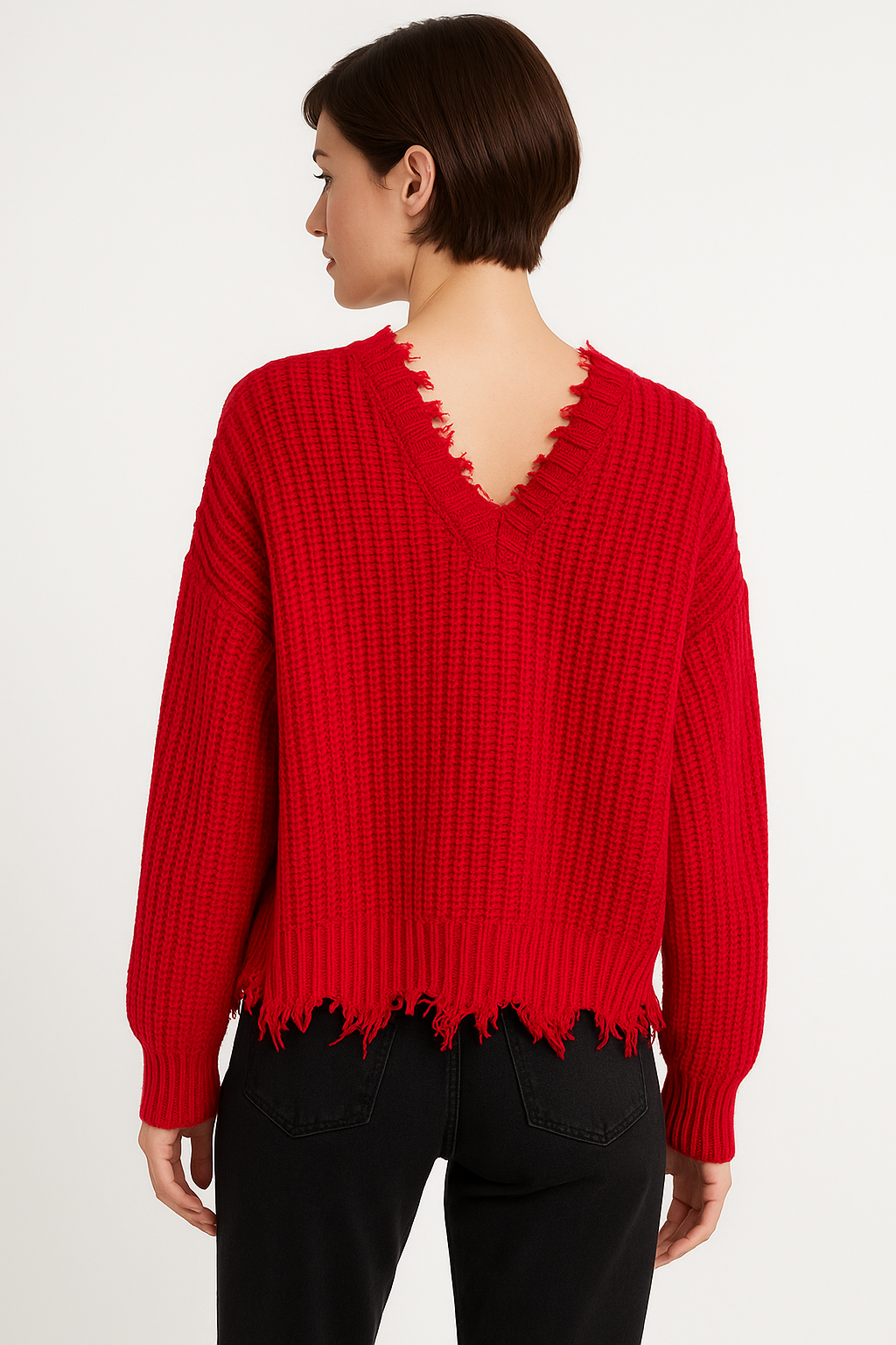 Distressed Red Knit Sweater