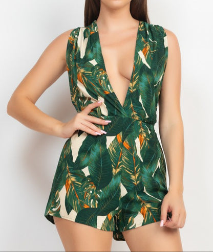 Tropical Crisscross Back Romper