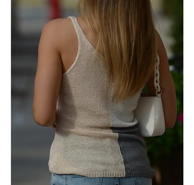Color-Block Sleeveless Knit Top