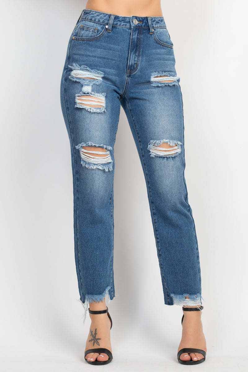 Destroyed Mom Denim Jeans