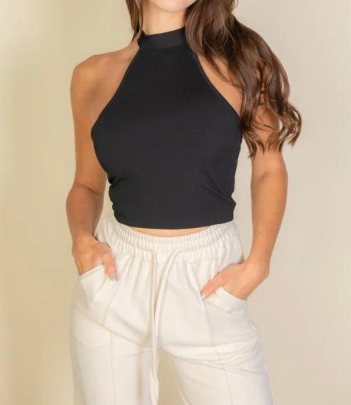 Ribbed Halter Neck Top