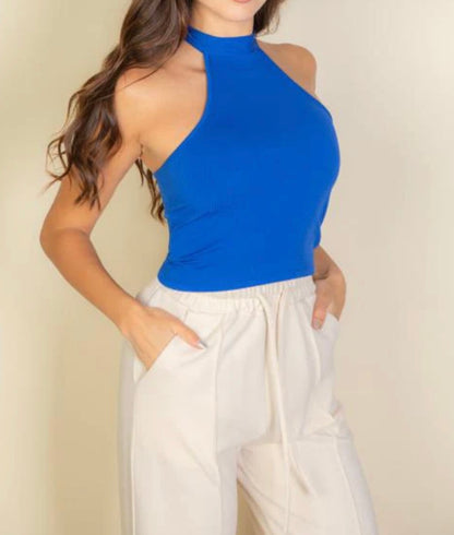 Ribbed Halter Neck Top