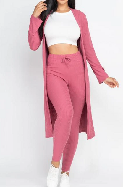 Ribbed Cardigan & Leggings Set
