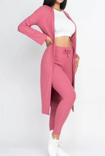 Ribbed Cardigan & Leggings Set