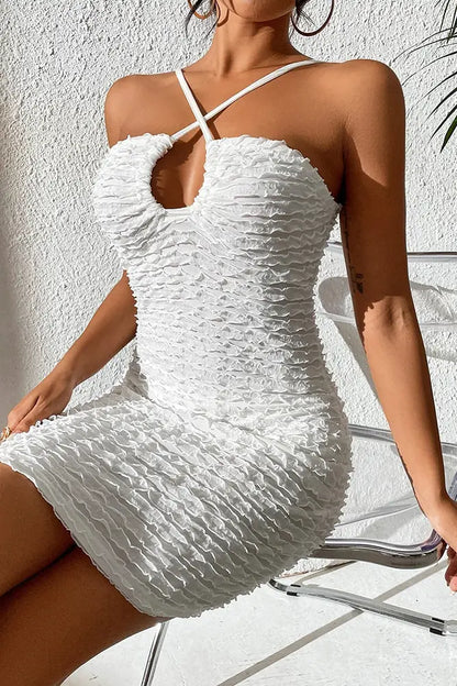 Pleated Halter Bodycon Dress