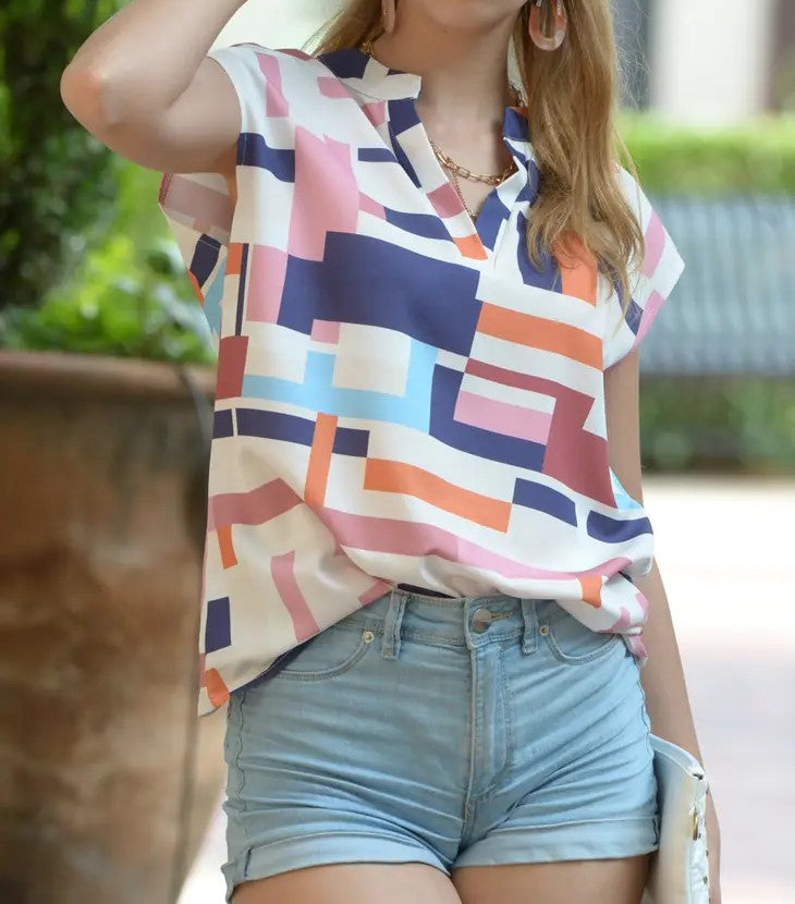 Color Block Woven Top