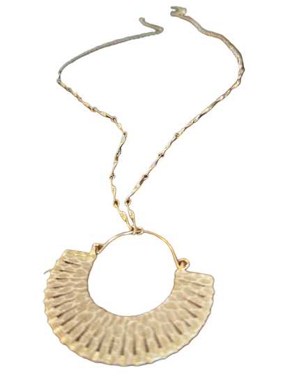 Textured Fan Pendant Necklace
